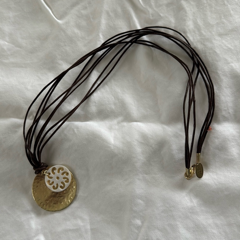 Mixed leather metal necklace